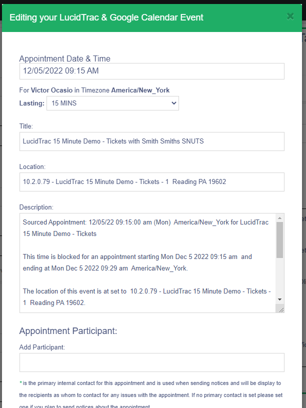 Appointment Booking Pages - My Appointments - Dashboard More Options - Editing