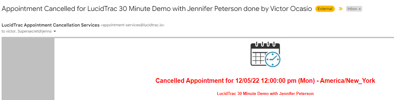 Appointment Booking Pages - My Appointments - Dashboard More Options - Canceling Emails